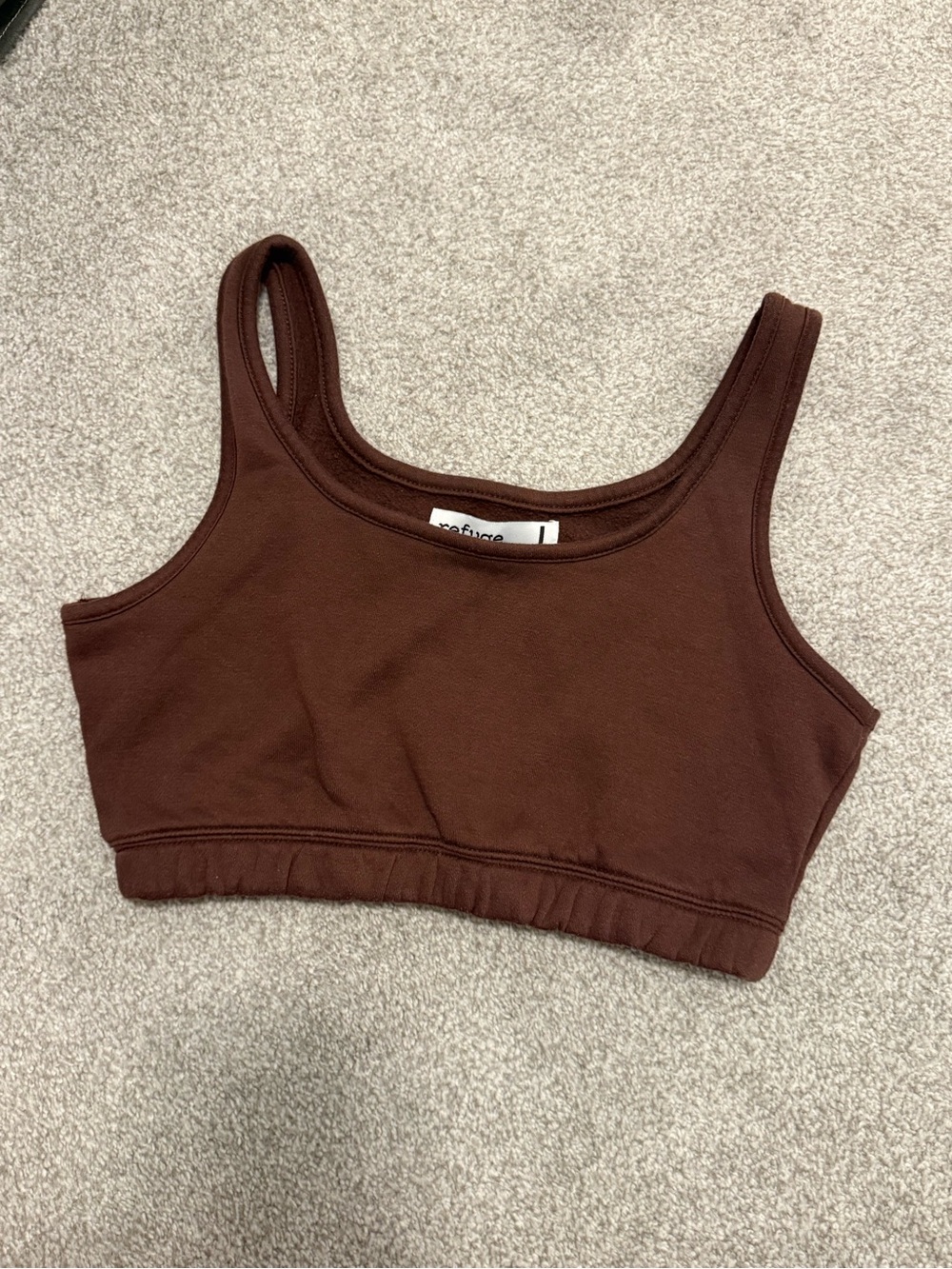 refuge Chocolate Brown Scoop Neck Crop Tank